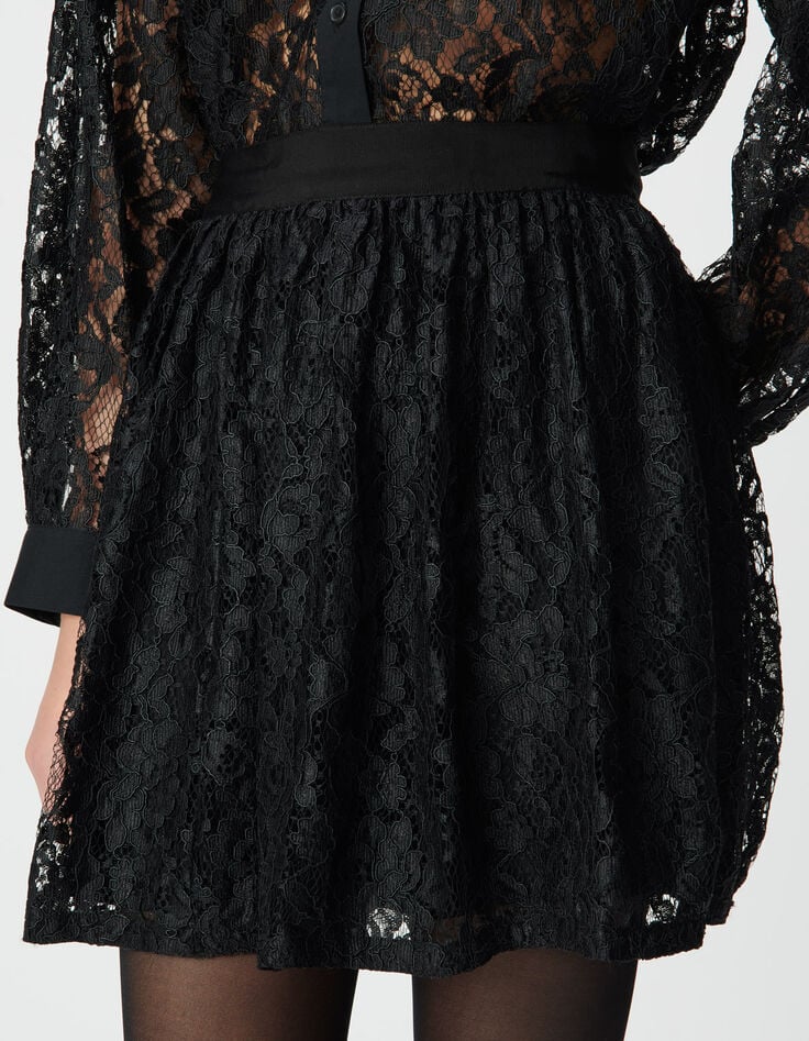 Jupe courte noire tout dentelle Femme-6