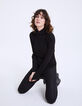 Schwarzes Rollkragen Damen-T-Shirt-1