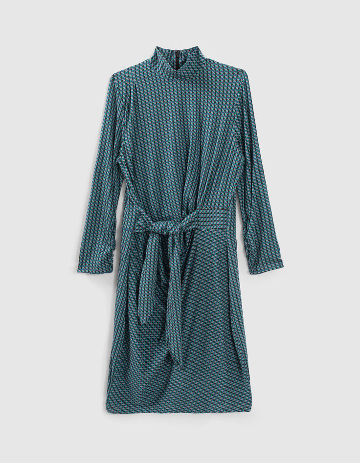 Robe bleue à imprimé optique Femme-5