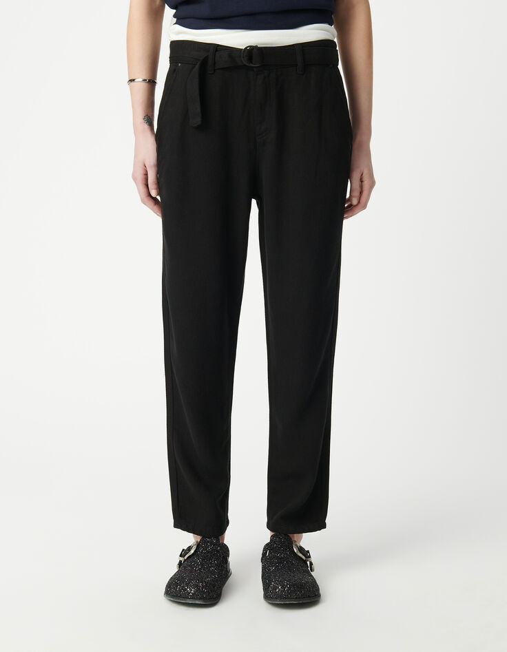 Belted black baggy jeans in Lyocell® Women-2 Belted black baggy jeans in Lyocell® Women-2