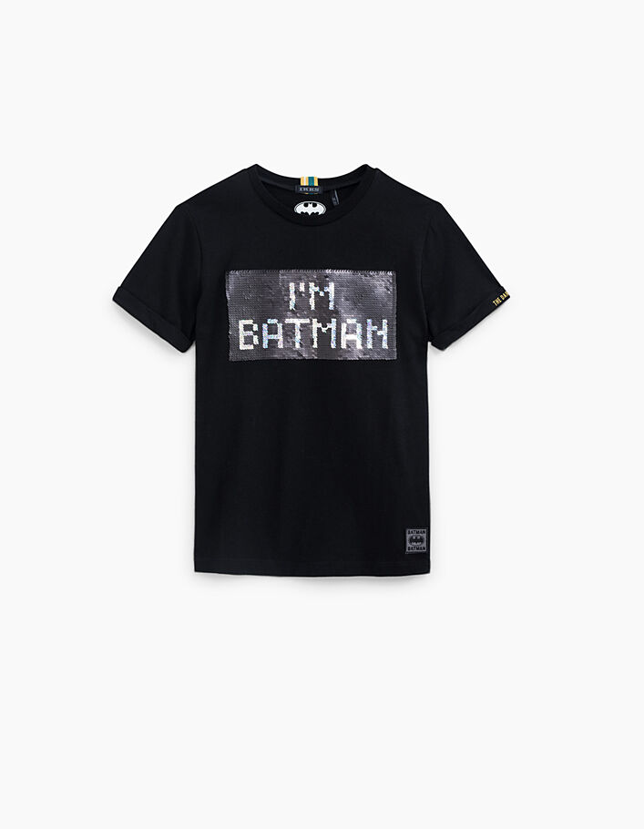 Zwart Batman T-shirt, lovertjes I'm Batman jongens  - IKKS