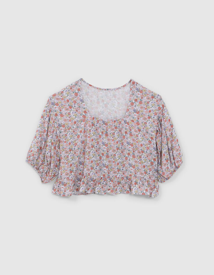 Lila Mädchenbluse aus LENZING™ ECOVERO™ Flower Power-3