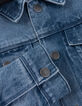 Blouson en jean bleu capuche amovible garçon-8