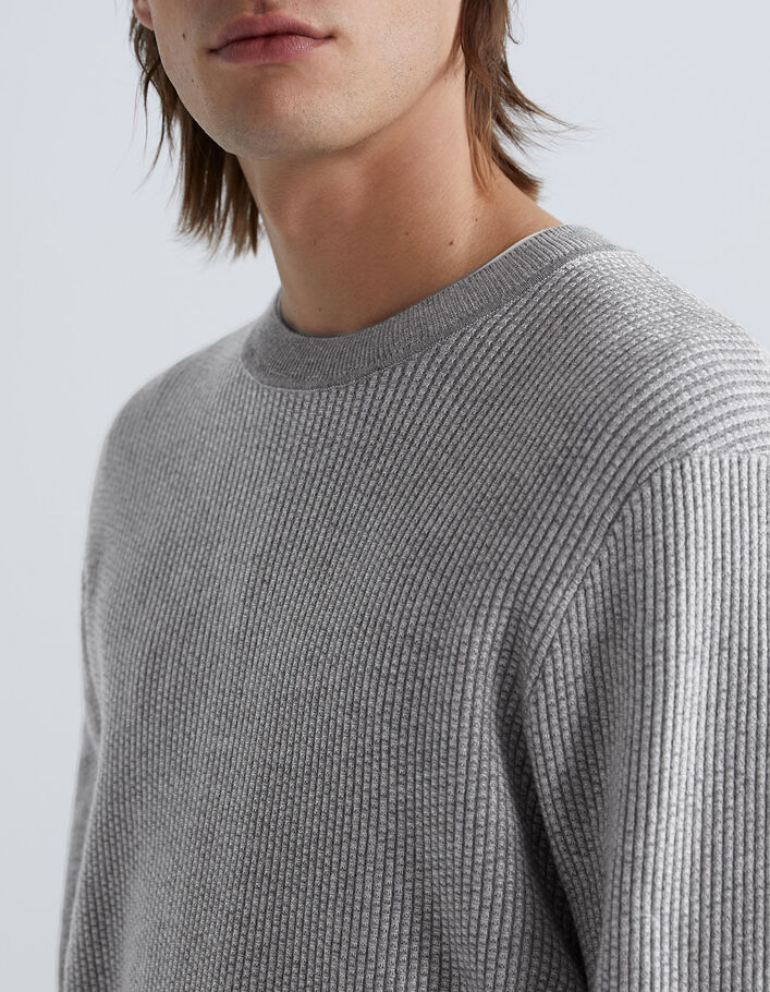 Men’s grey waffle knit sweater-3
