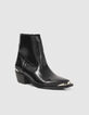 Women’s black leather boots with metal bars-2