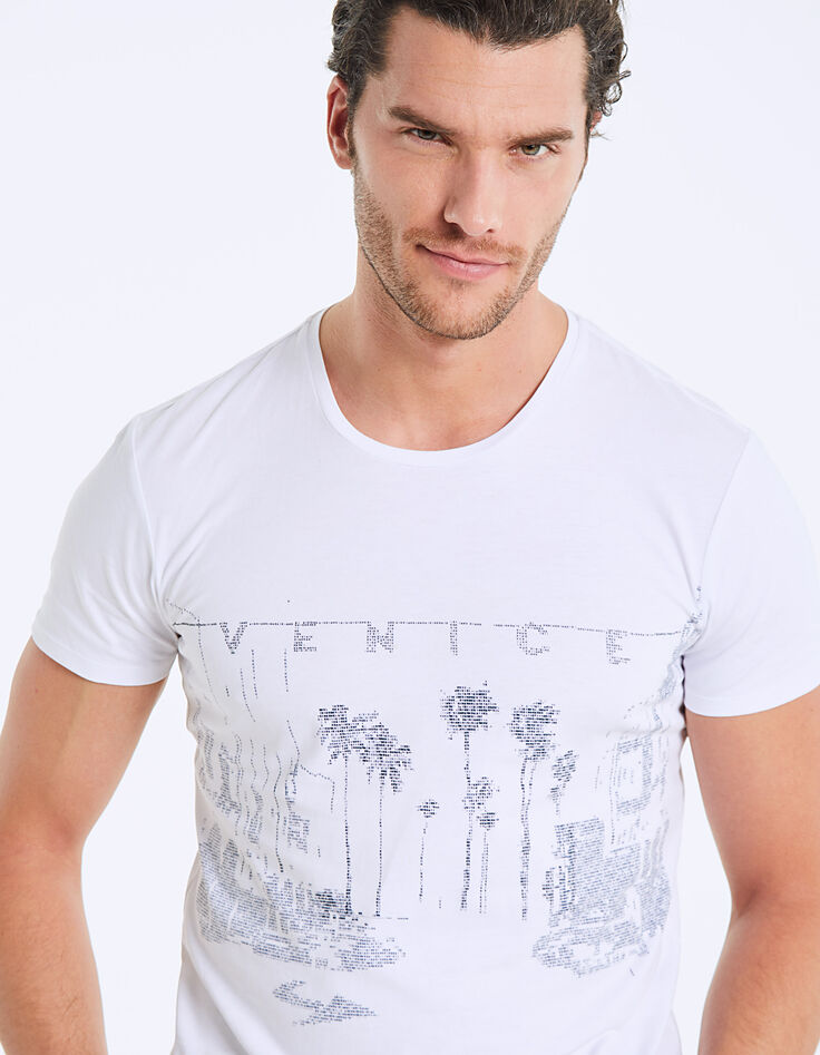 Tee-shirt blanc visuel L.A chiffré Dry Fast Homme-3