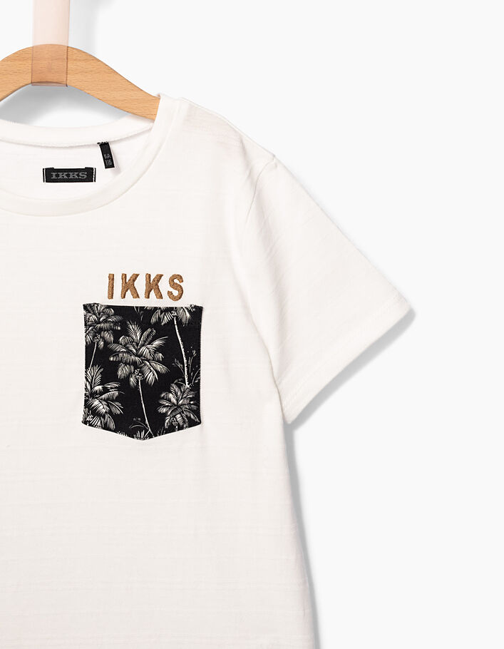 Camiseta blanco roto con bolsillo estampado niño  - IKKS