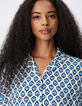 Chemise manches courtes imprim&eacute; floral bleu Femme-6