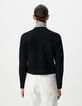 Cardigan noir tricot relief &agrave; poches plaqu&eacute;es Femme-3
