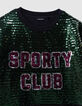 Girls’ green T-shirt with embroidered sequin slogan-5