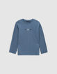 Boy's blue organic cotton t-shirt with phosphorescent back-2