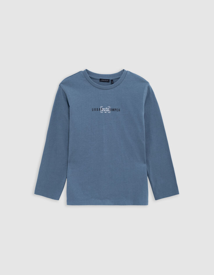T-shirt bleu coton bio visuel dos phosphorescent garçon-4 T-shirt bleu coton bio visuel dos phosphorescent garçon-4