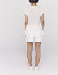 Women’s ecru embroidered dotted Swiss viscose top-3