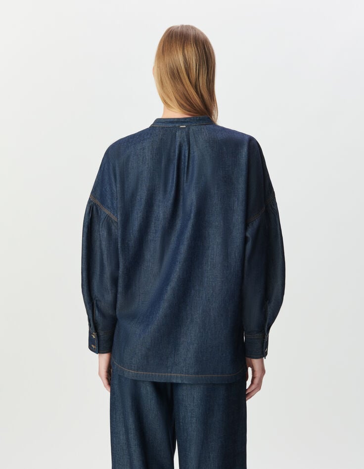 Blusa oversize azul brut Lyocell® mujer-4 Blusa oversize azul brut Lyocell® mujer-4