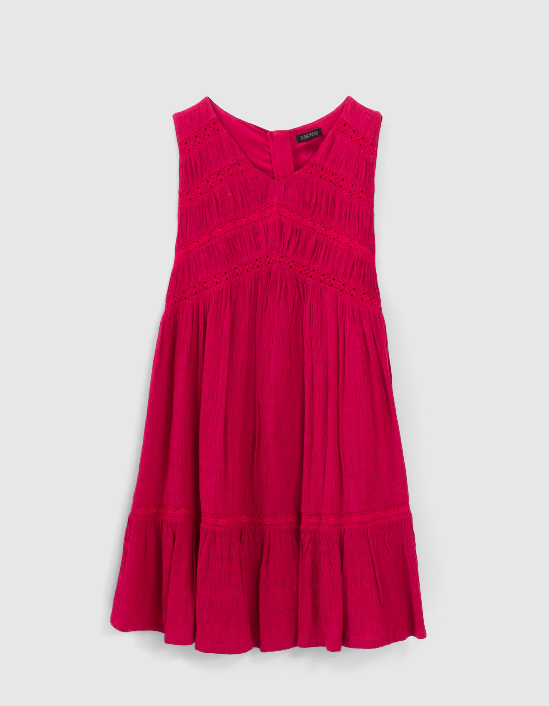 Robe fuchsia sans manches avec dentelle fille