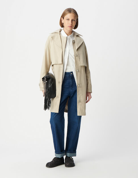 Women's beige 2-in-1 trench coat with removable jacket - IKKS