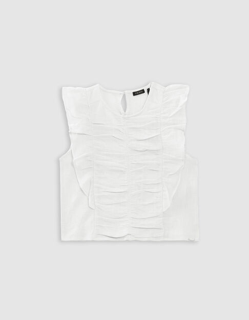 Blusa crudo drapeado volantes niña - IKKS