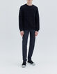 Marineblauwe gebreide sweater met Ottomaanse strepen Heren-7