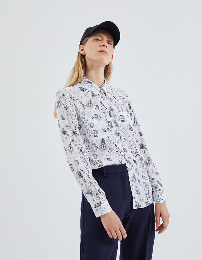 Camisa de crepé de viscosa estampado tatoo mujer-2