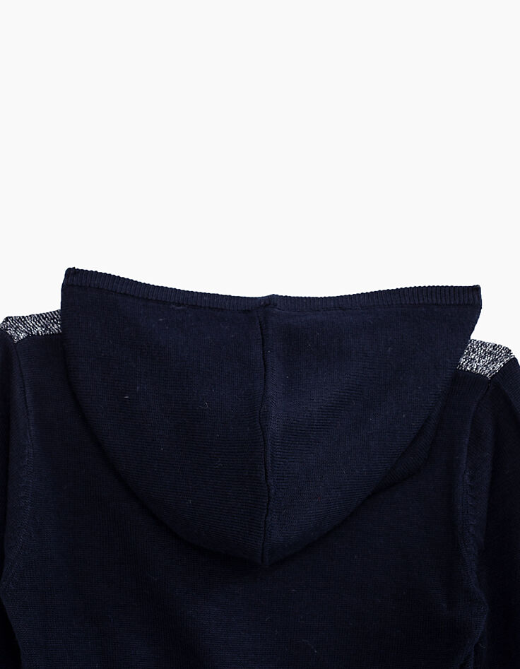 Robe-pull navy tricot à capuche fille-4