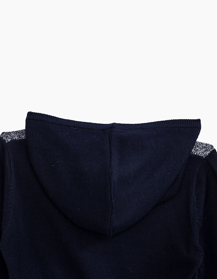 Robe-pull navy tricot à capuche fille - IKKS