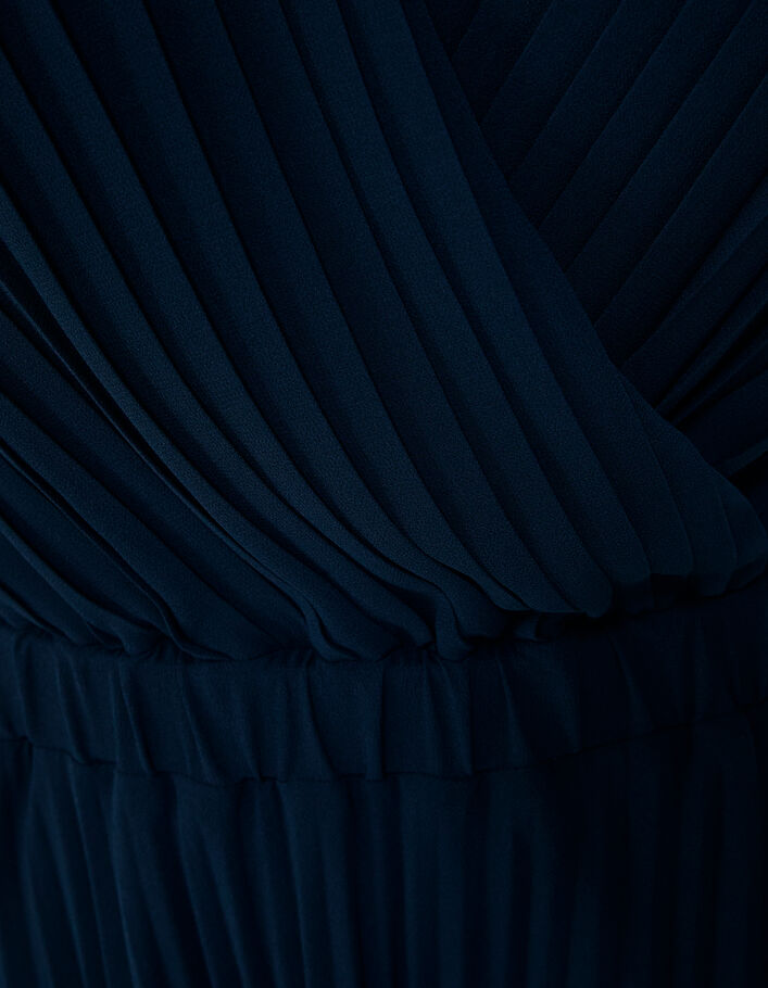 Robe longue marine cache-cœur entièrement plissée femme - IKKS