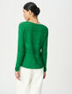 Grüne Strickjacke, Lochstrick zum Binden-3