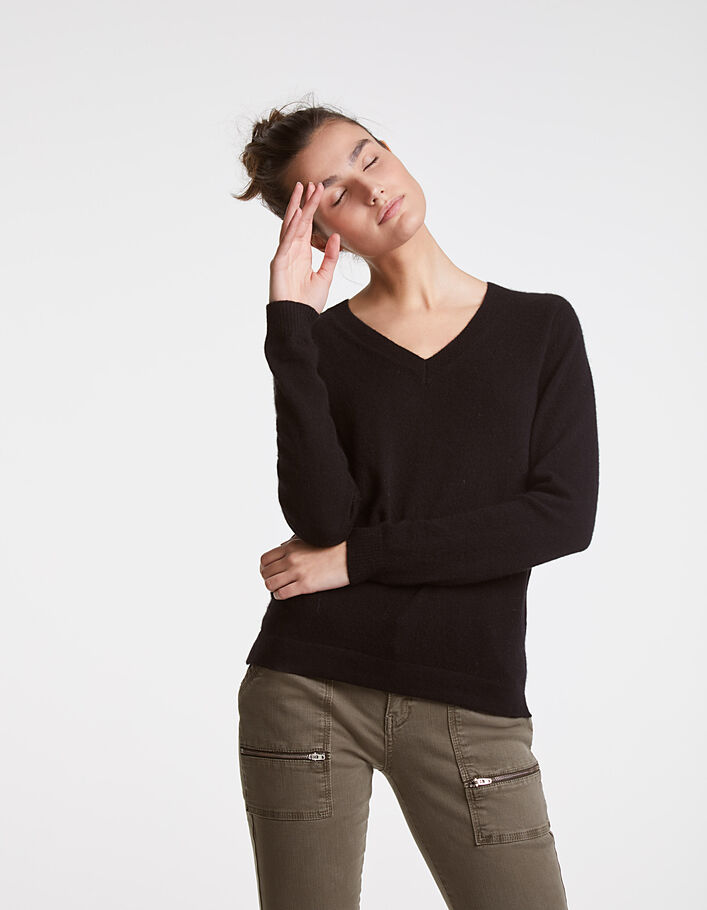 Women's black cashmere sweater - IKKS