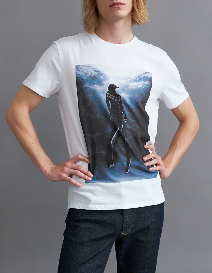 Tee-shirt blanc DRY FAST visuel plongeur Homme - IKKS