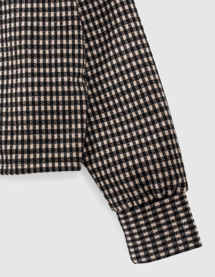Girls' black and beige houndstooth motif sweatshirt-5