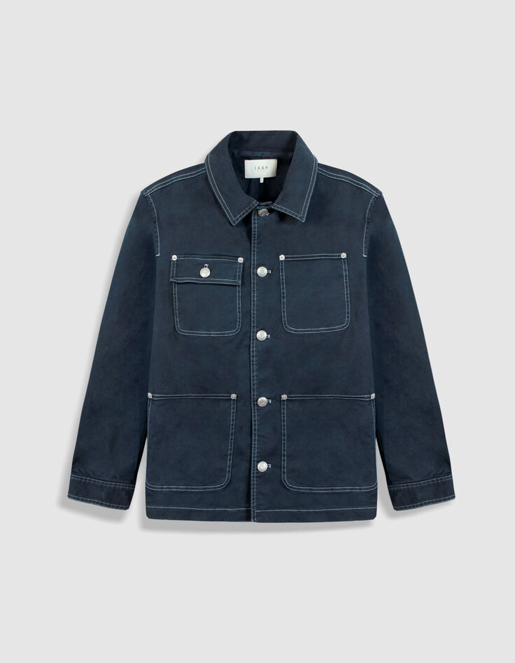 Dunkelblaue Safari-Jacke f&uuml;r Herren mit mehreren Taschen-7