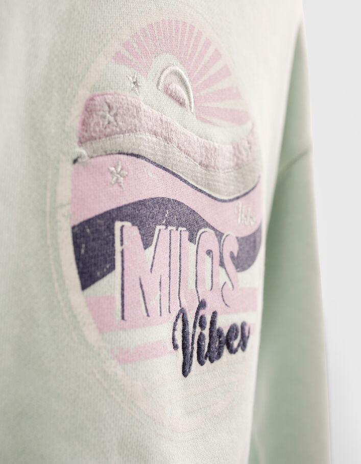 Wassergrünes Mädchensweatshirt mit Vintage-Stickerei - IKKS