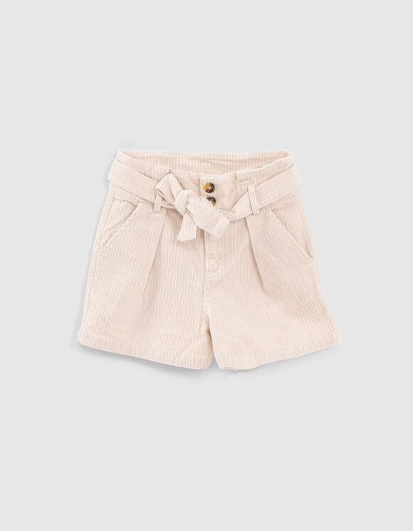 Girls’ vanilla corduroy paperbag shorts