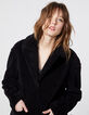 Women’s black faux shearling mid-length coat-1