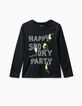 Tee-shirt noir Happy Spooky Party Halloween fille-1