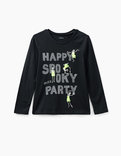 Tee-shirt noir Happy Spooky Party Halloween fille - IKKS