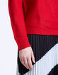 Pull maille tricot rouge apport laine femme-5