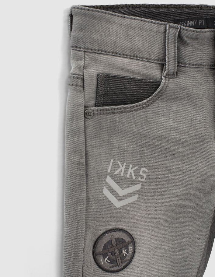 Jean skinny light grey avec print et badge garçon  - IKKS