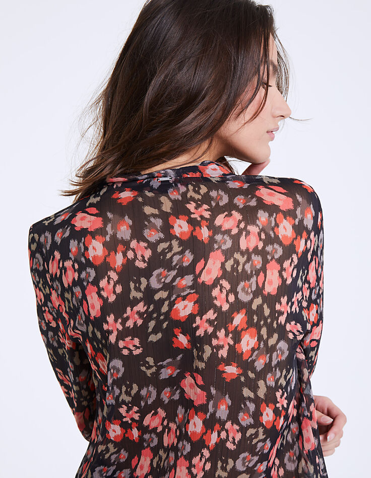 Blouse lavallière en voile imprimé floral femme-5