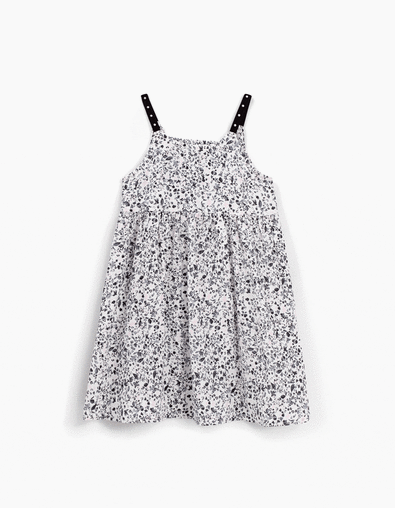 Robe 2 en 1 blanc imprimé tachiste et tee-shirt fille - IKKS
