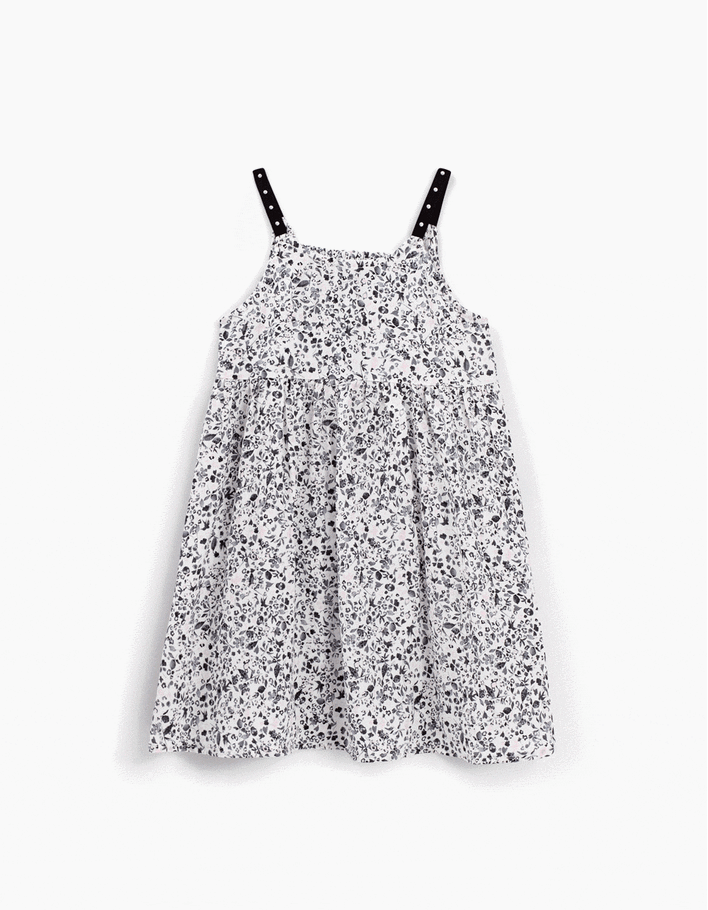 Girls' white 2in1 tachist print dress and Tshirt