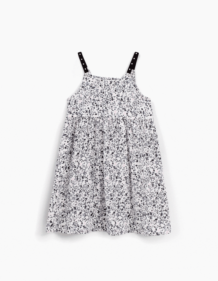 Robe 2 en 1 blanc imprimé tachiste et tee-shirt fille-1