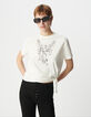 Tee-shirt blanc coton bio à nouer statue ailée Femme-2