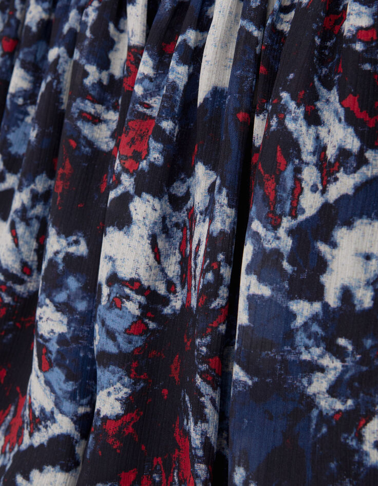 Jupe courte marine recyclée imprimé fleur batik Femme-9