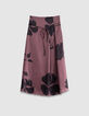 Women's burgundy floral maxi midi skirt-1