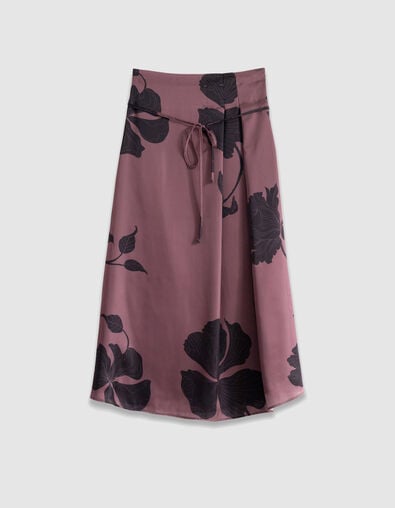 Women's burgundy floral maxi midi skirt - IKKS