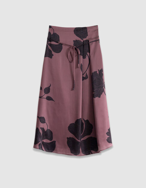 Women's burgundy floral maxi midi skirt - IKKS