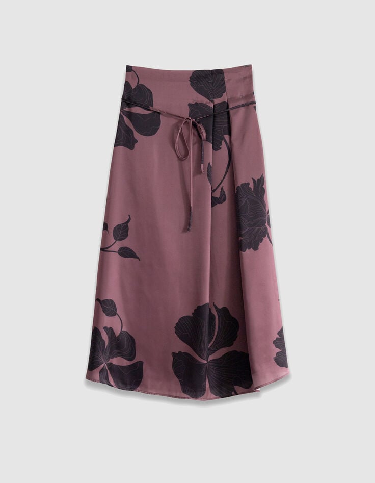 Women's burgundy floral maxi midi skirt-1