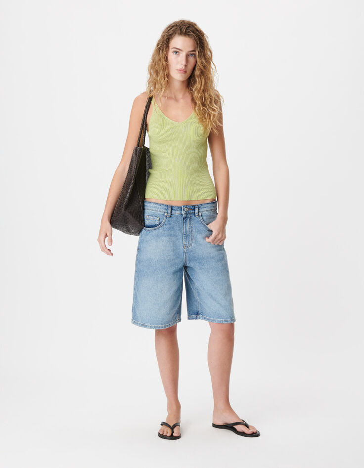 Bermuda en jean bleu Femme-1