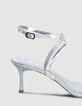 Women's gold leather heeled sandals-4